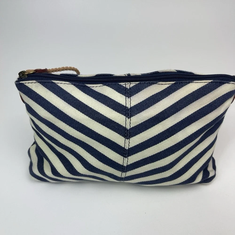 Tommy Hilfiger Cosmetic Makeup Zippered‎ Pouch Cloth Classic Stripes Vintage